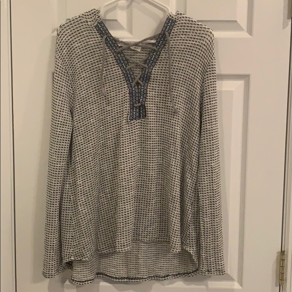 Hooded Lace Up Sweater